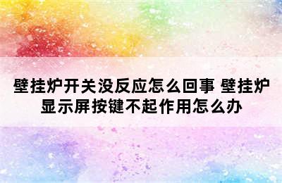 壁挂炉开关没反应怎么回事 壁挂炉显示屏按键不起作用怎么办